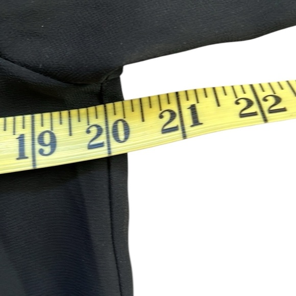 BCBG Gen Semi-Sheer Black Pleated Short Sleeve Top Blouse Moto Boho Medium - Picture 10 of 12